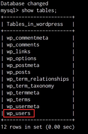 MySQL show tables output